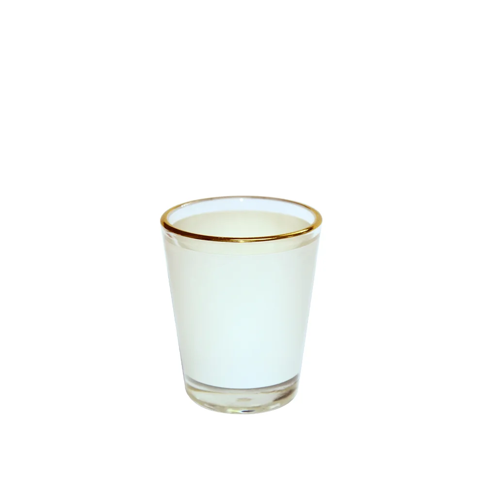 1.5oz Blank Sublimation Glass Shot Mug with Gold Rim thumbnail 1
