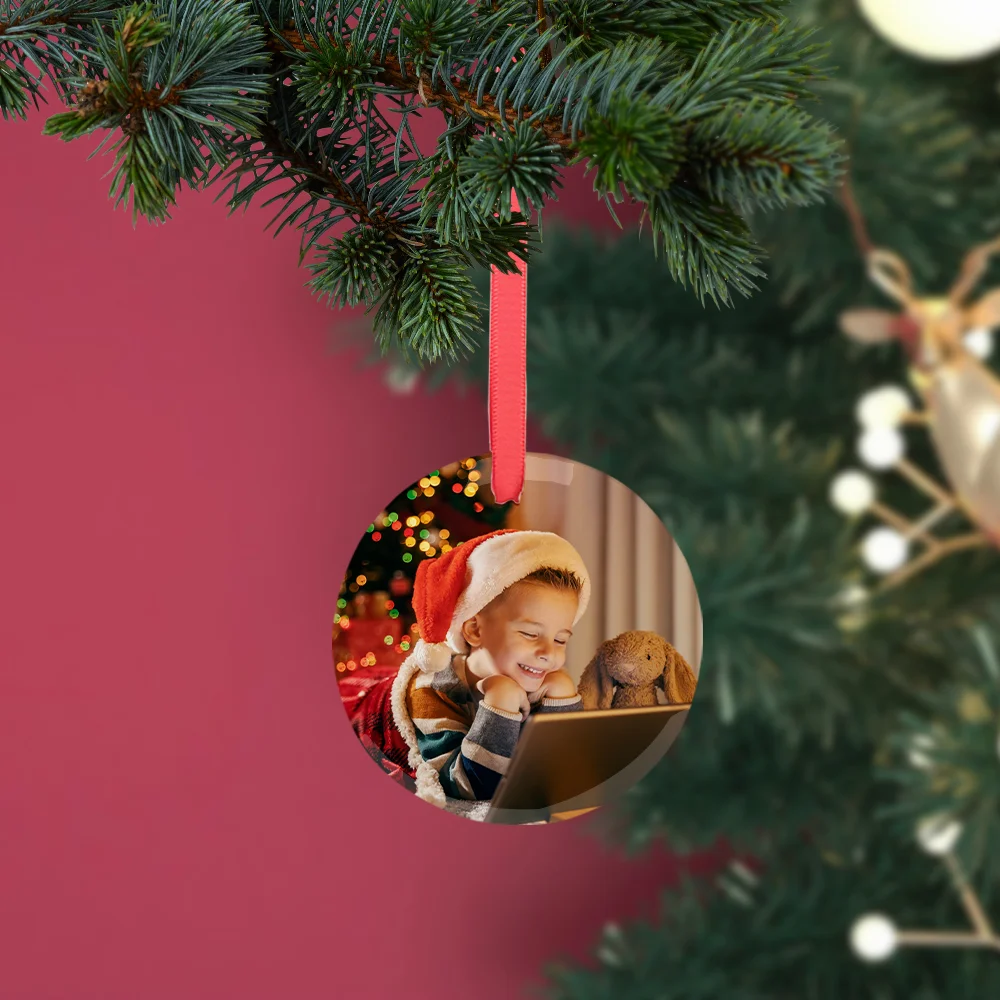 Sublimation Ornament Blanks Glass Hanging Christmas Ball Ornaments Crafts (3inch, Circle) thumbnail 3