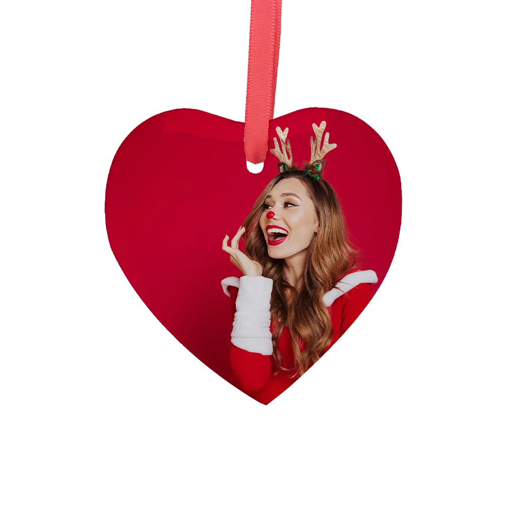Sublimation Ornament Blanks Glass Hanging Christmas Ornaments Crafts (3inch, Heart)