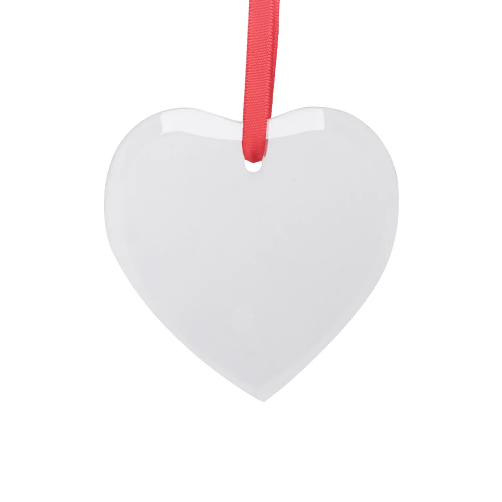 Sublimation Ornament Blanks Glass Hanging Christmas Ornaments Crafts (3inch, Heart)