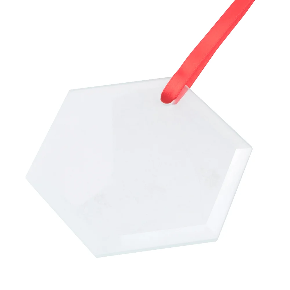 Sublimation Ornament Blanks Glass Hanging Christmas Ornaments Crafts (3inch, Hexagon) thumbnail 3