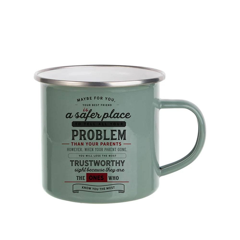 12oz/360ml Enamel Camping Mug (Gray Green) thumbnail 2