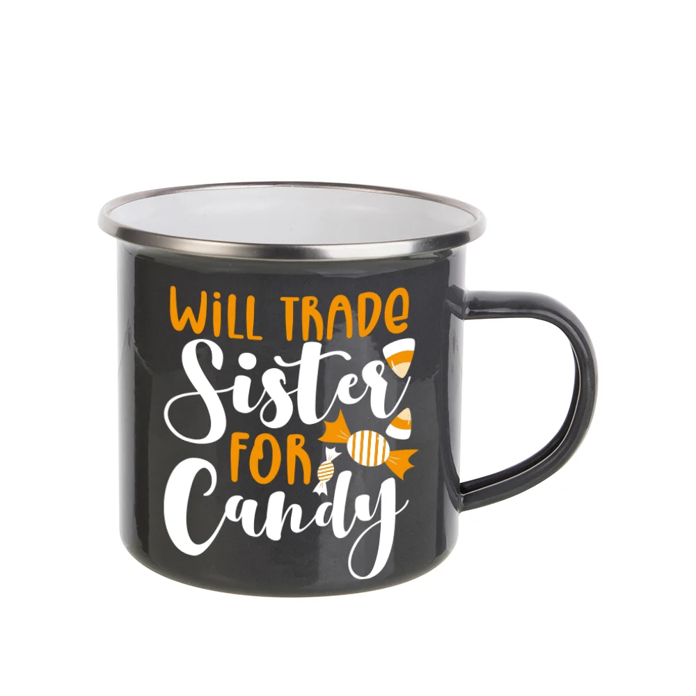 12oz/360ml Enamel Camping Mug (Gray Black) thumbnail 2
