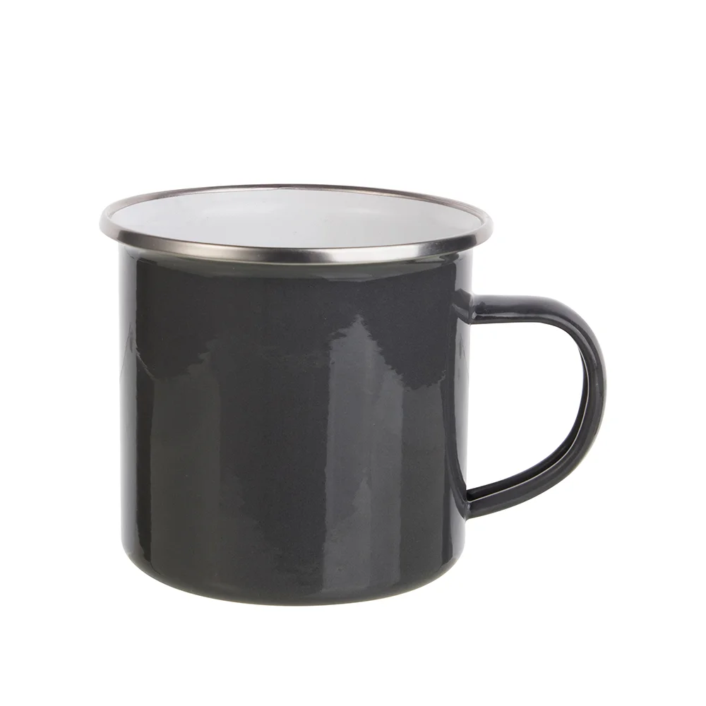 12oz/360ml Enamel Camping Mug (Gray Black) thumbnail 1