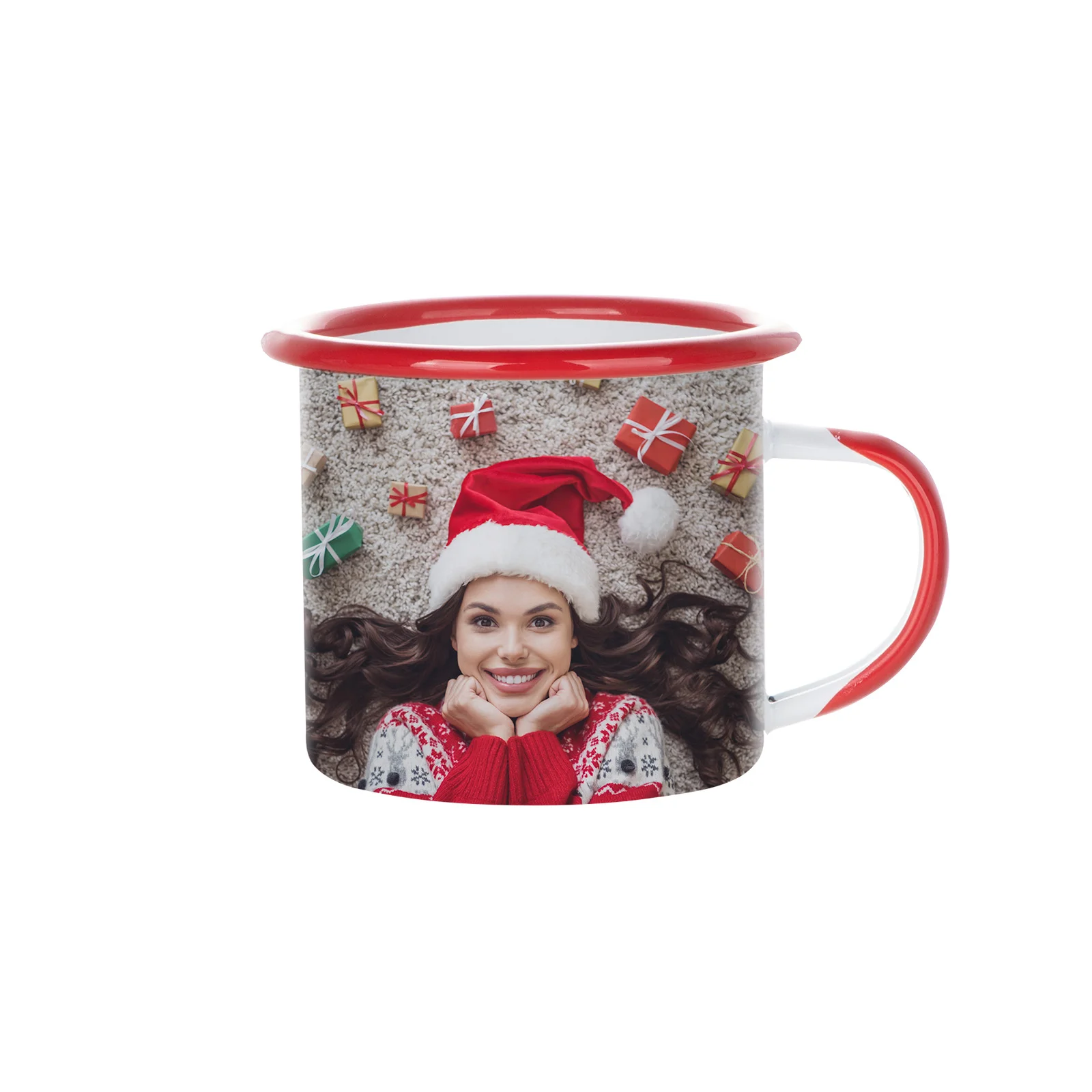 12oz/360ml Color Rim Sublimation Enamel Camping Mug (Red) thumbnail 3