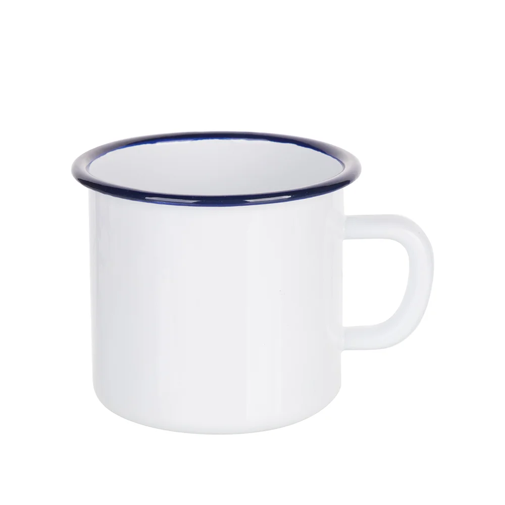 17oz/500ml Blue Color Rim Sublimation Enamel Camping Mug (White) - image 1