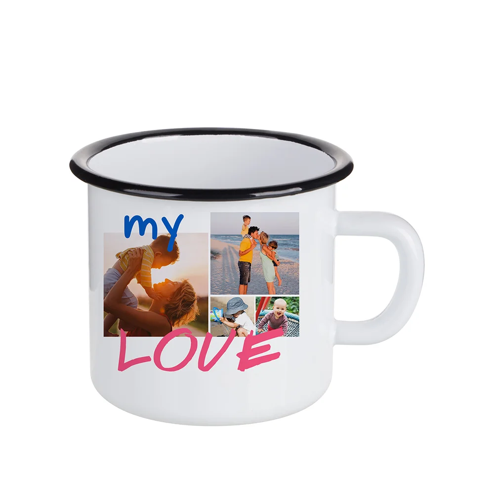 17oz/500ml Black Color Rim Sublimation Enamel Camping Mug (White) thumbnail 2