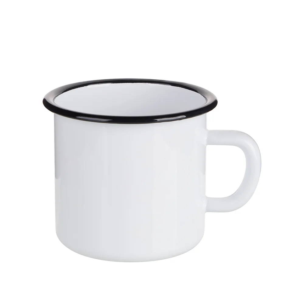 17oz/500ml Black Color Rim Sublimation Enamel Camping Mug (White) - image 1