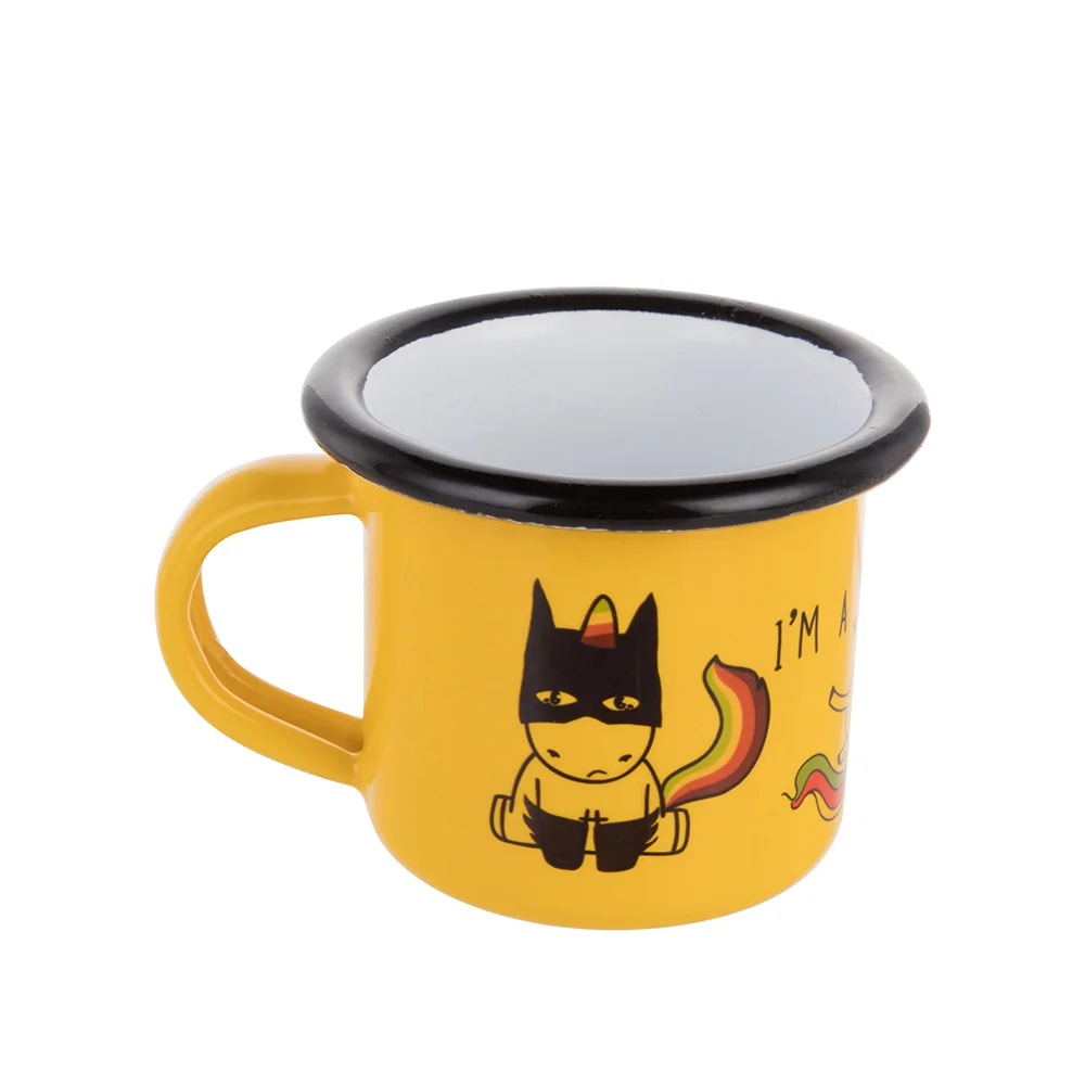 3oz 100ml Black Color Rim Sublimation Enamel Camping Mug (Yellow) thumbnail 2