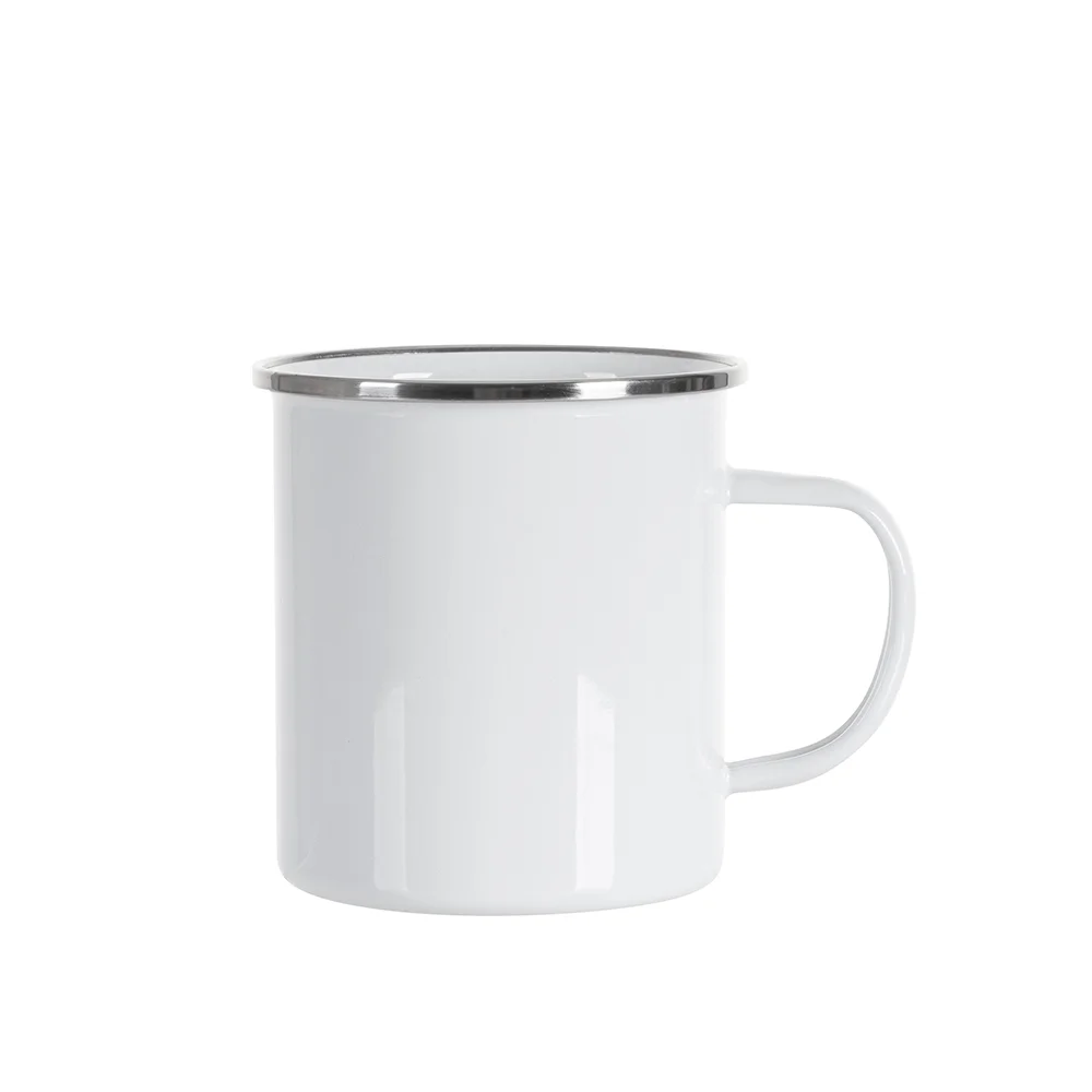 17OZ/500ml Enamel Cup w/ Flat Bottom(White) thumbnail 1